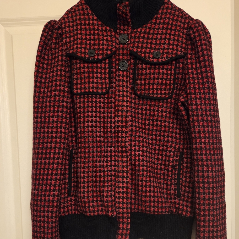 Unique Stylish Red and Black Tweed Women's Billabong Jacket